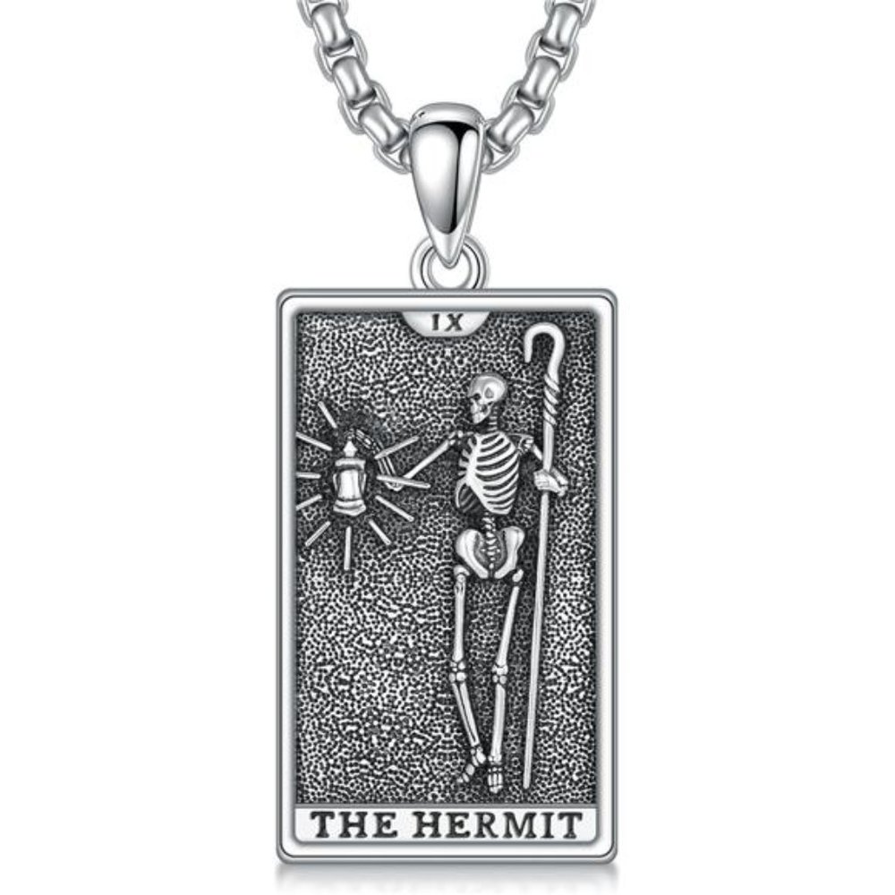 Tarot Card Necklace 925 Sterling Silver Skeleton Necklace The Sun Moon